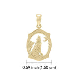 Howling Wolf 14K Yellow Gold Pendant GPD3094