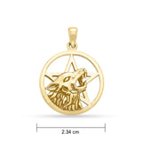 Colgante de oro con lobo sobre pentagrama GPD3137