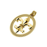 Fleur-de-Lis Braided Solid Gold Pendant GPD323 - Jewelry