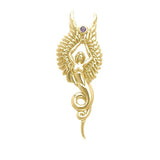 Captured by the Grace of the Angel Phoenix ~ Sterling  Solid Gold Jewelry Pendant with Gemstone GPD3266