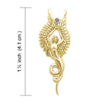 Captured by the Grace of the Angel Phoenix ~ Sterling Solid Gold Jewelry Pendant with Gemstone GPD3266 - Jewelry