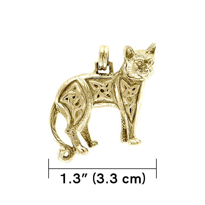Unleash Your Inner Feline Spirit: Celtic Cat Solid Gold Pendant - GPD333 | Embrace Elegance and Mystique