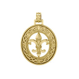 Fleur-de-Lis with Celtic Solid Gold Pendant GPD336