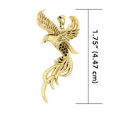 Soar to the Heavens Flying Phoenix Solid Gold Pendant with Gems GPD3591 - Jewelry