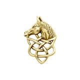 Embrace the Elegance of Equine Majesty: Horsehead Knotwork Solid Gold Pendant - GPD360 | Symbolize Your Passion for Horses - Jewelry