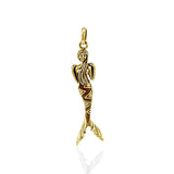 Mermaid Sterling Solid Gold Pendant with Gemstone Tail GPD3625 - Jewelry