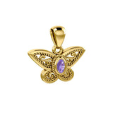 Life's colorful transformation ~ 14K Yellow Gold Jewelry Butterfly Pendant with Gemstone GPD3685 - Jewelry