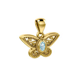 Life's colorful transformation ~ 14K Yellow Gold Jewelry Butterfly Pendant with Gemstone GPD3685 - Jewelry