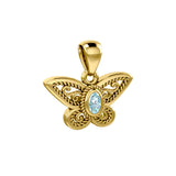 Life's colorful transformation ~ 14K Yellow Gold Jewelry Butterfly Pendant with Gemstone GPD3685