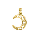 Solid Gold Celtic Crescent Moon Pendant GPD3711