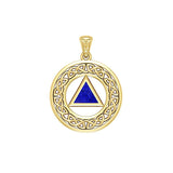 AA Recovery with Celtic Boarder 14K Yellow Gold Pendant GPD3938 - Jewelry