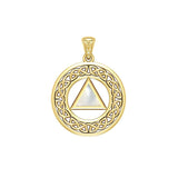 AA Recovery with Celtic Boarder 14K Yellow Gold Pendant GPD3938 - Jewelry