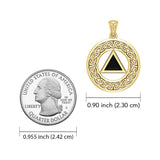 AA Recovery with Celtic Boarder 14K Yellow Gold Pendant GPD3938 - Jewelry