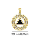 AA Recovery with Celtic Boarder 14K Yellow Gold Pendant GPD3938 - Jewelry