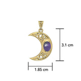 Blue Moon Solid Gold Pendant with Gemstone GPD4056 - Jewelry