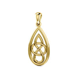 Teardrop Celtic Knotwork Solid Gold Pendant GPD4197 - Jewelry