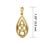 Teardrop Celtic Knotwork Solid Gold Pendant GPD4197 - Jewelry