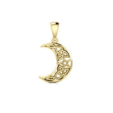 Celtic Knot Crescent Moon and The Star Solid Gold Pendant GPD422
