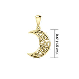 Celtic Knot Crescent Moon and The Star Solid Gold Pendant GPD422 - Jewelry