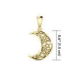 Celtic Knot Crescent Moon and The Star Solid Gold Pendant GPD422