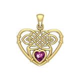 Celtic Heart Solid Gold Pendant with Gemstone GPD4665