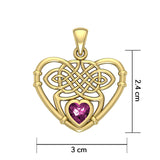 Celtic Heart Solid Gold Pendant with Gemstone GPD4665