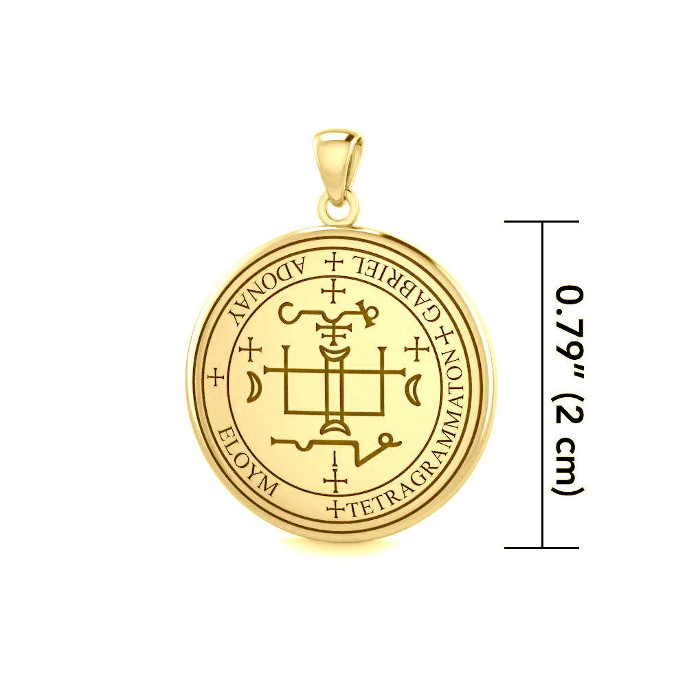 Sigil of the Archangel Gabriel Small Solid Gold Pendant GPD4783 - Jewelry