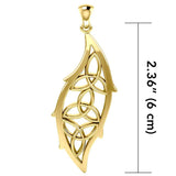 Triple Trinity Knots Leaf Solid Gold Pendant GPD5028 - Jewelry