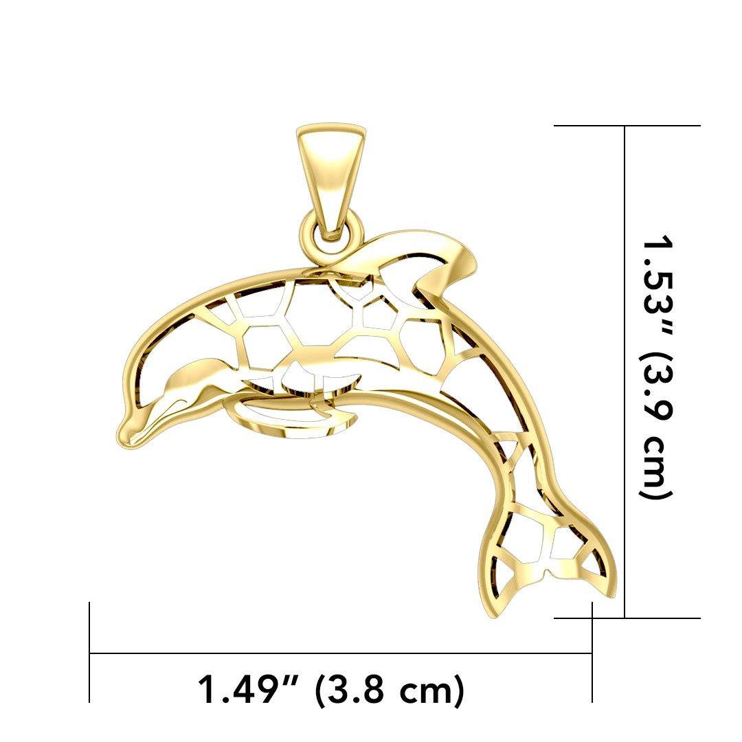 Window to Universe Dolphin Solid Gold Pendant GPD5046 - Jewelry