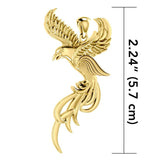 Soar to the Heavens Flying Phoenix Solid 14K Gold Pendant GPD5072 - Jewelry