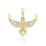 Phoenix with Fleur De Lis Solid Gold Pendant GPD5089 - Jewelry