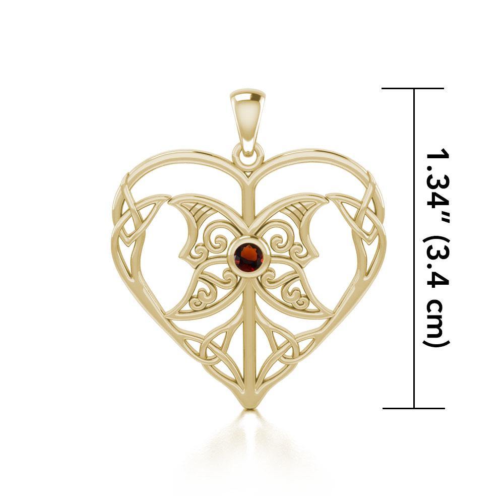 Celtic Triple Goddess Love Peace Solid Gold Pendant with Gemstone GPD5105 - Jewelry