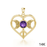 Triple Goddess Love Peace Solid Gold Pendant with Gemstone GPD5106