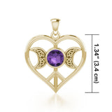 Triple Goddess Love Peace Solid Gold Pendant with Gemstone GPD5106 - Jewelry