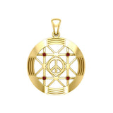 Peace Centralization Solid Gold Pendant with Gemstones GPD5143 - Jewelry