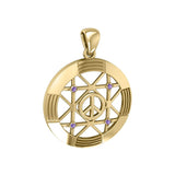 Peace Centralization Solid Gold Pendant with Gemstones GPD5143 - Jewelry