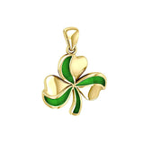 Lucky Shamrock Clover Solid Gold Pendant with Enamel GPD5194
