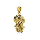 Celtic Inspired Jellyfish 14 K Solid Gold Pendant GPD5208