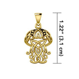 Celtic Inspired Jellyfish 14 K Solid Gold Pendant GPD5208 - Jewelry