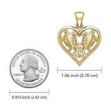 14K Yellow Gold Sea Turtles with Celtic Triquetra in Heart Pendant GPD5211 - Jewelry