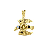 Behind the Mystery of the Mythical Raven 14K Yellow Gold Jewelry Pendant with Gemstone GPD5381