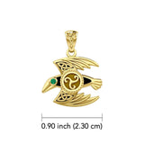 Behind the Mystery of the Mythical Raven 14K Yellow Gold Jewelry Pendant with Gemstone GPD5381