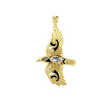 Mythical Raven 14K Yellow Gold Jewelry Pendant with Gemstone GPD5382 - Jewelry