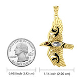 Mythical Raven 14K Yellow Gold Jewelry Pendant with Gemstone GPD5382 - Jewelry
