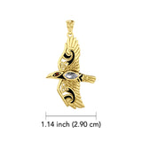 Mythical Raven 14K Yellow Gold Jewelry Pendant with Gemstone GPD5382