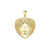 Feel the Tranquil in Angels Wings Solid Gold Pendant with Peace GPD5455