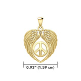 Feel the Tranquil in Angels Wings Solid Gold Pendant with Peace GPD5455 - Jewelry