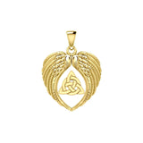 Feel the Tranquil in Angels Wings Solid Gold Pendant with Triquetra GPD5457 - Jewelry
