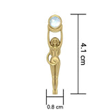 Solid Gold Goddess with Crescent Moon Pendant with Gem GPD5472 - Jewelry
