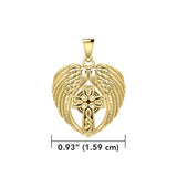 Feel the Tranquil in Angels Wings Solid Gold Pendant with Celtic Cross GPD5480 - Jewelry